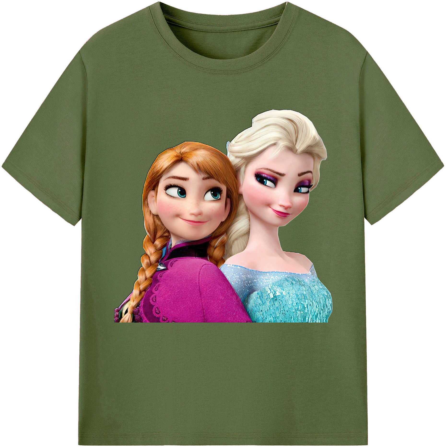 （画像用） アナと雪の女王 アンナ エルサ Frozen Anna Elsa 綿100％半袖Tシャツ（フロントプリント）